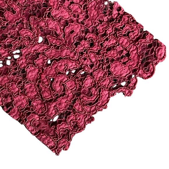 Tory Burch Maroon Dina Merino Wool Lace Sleeves Crew Neck Sweater L Peplum Back - Picture 7 of 11